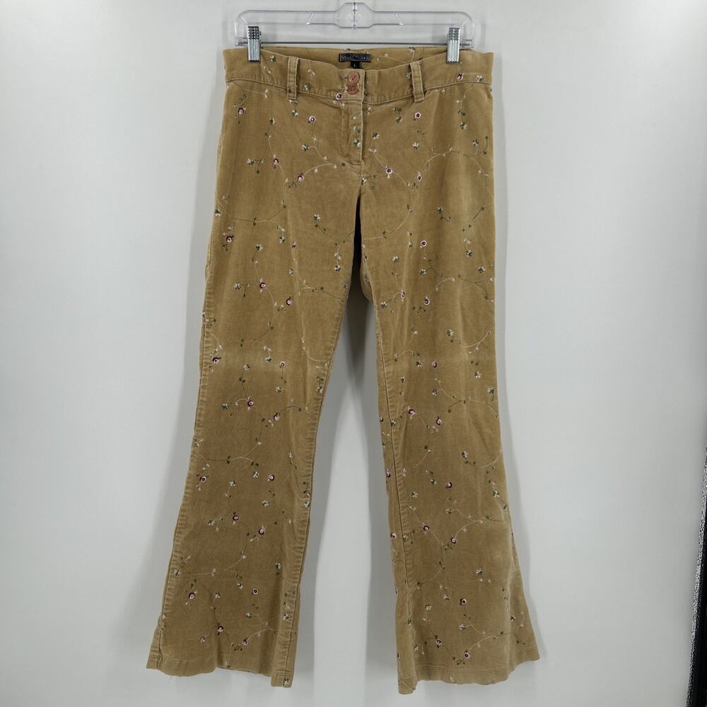 Vintage Y2K Selections Corduroy Pants Womens Size L Tan Embroidered Bootcut - Picture 2 of 15